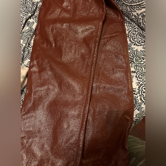 Abercrombie and Fitch brown leather pants - Picture 1 of 3
